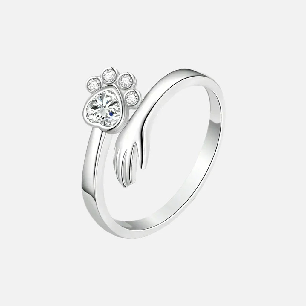 925 Adjustable Ring – Hand and Paw Print Design