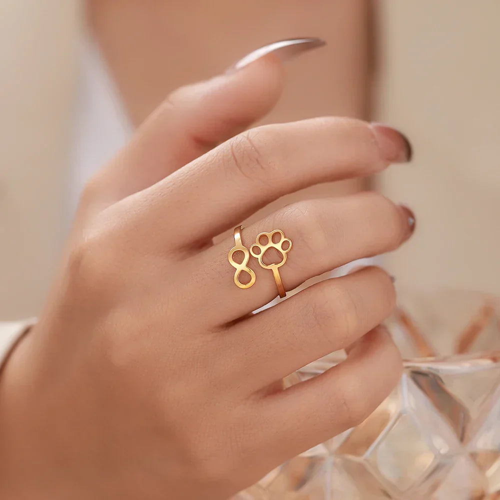 Adjustable Infinity Paw Ring