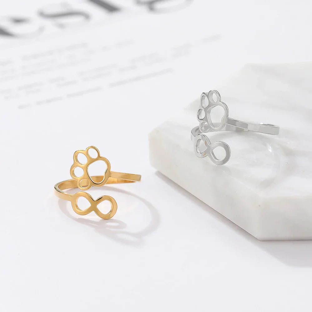 Adjustable Infinity Paw Ring
