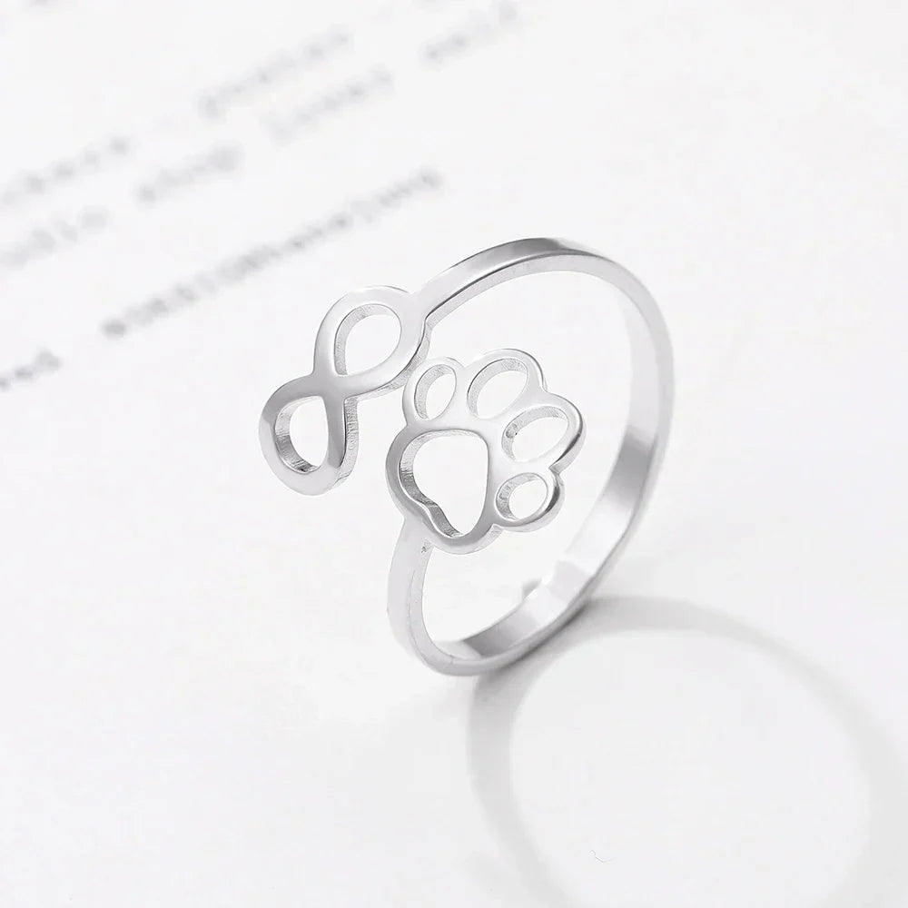 Adjustable Infinity Paw Ring