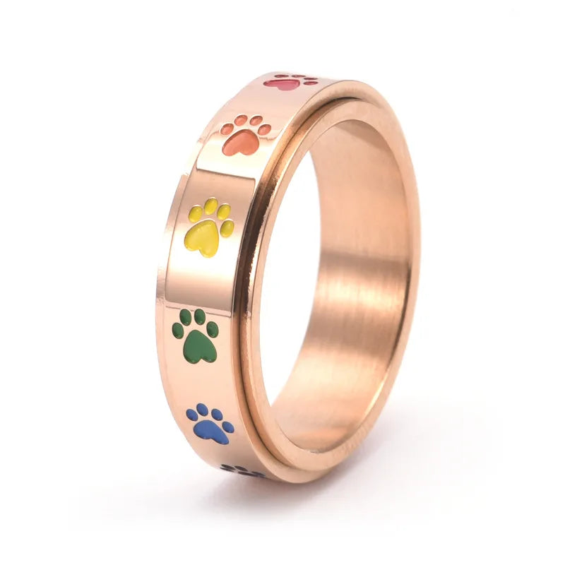 Paw Ring with Rainbow Paws
