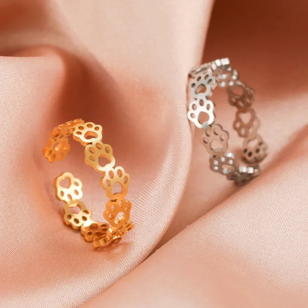 Adjustable Paw Print Ring