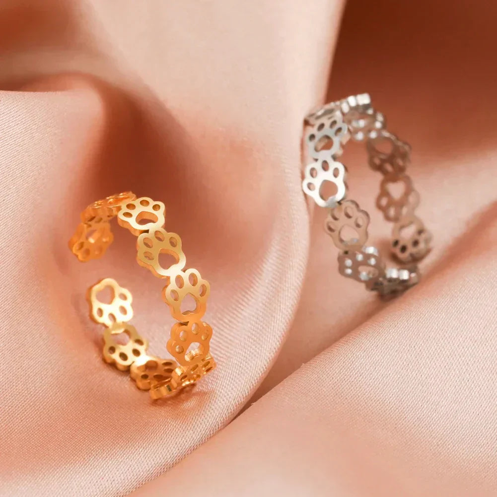 Adjustable Paw Print Ring