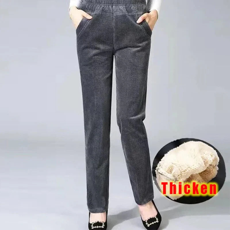 Emiliana™ | Thick Fleece-Lined Corduroy Straight Pants