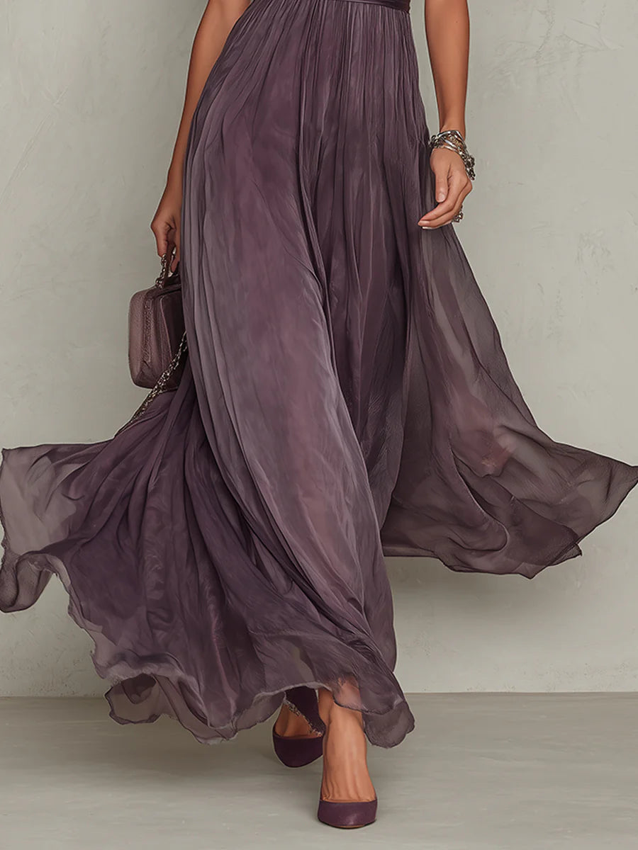 ChiffonDusk™ | Women's Vintage Chiffon Maxi Dress