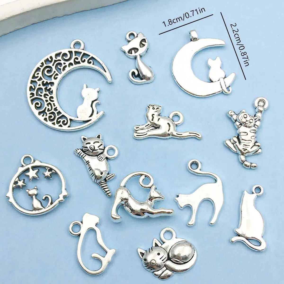Vintage Silver tone Cat Charms Collection