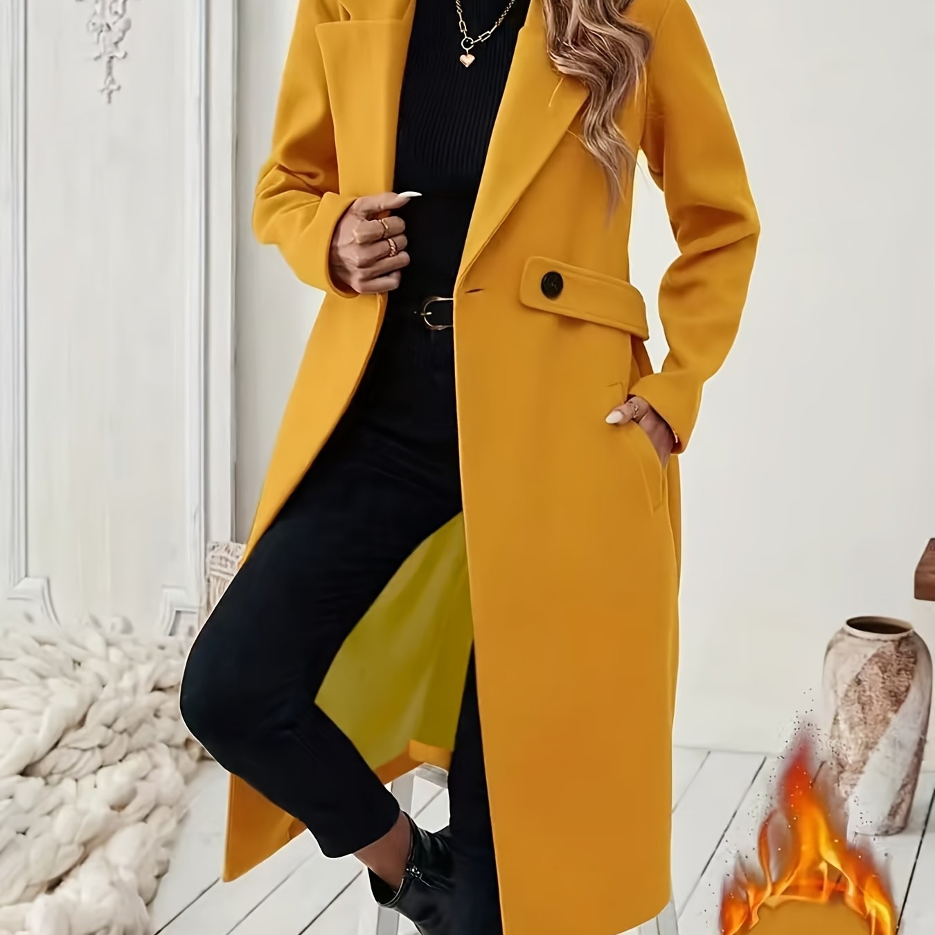 Mery™ | Notched-Lapel Button-Tab Tailored Coat