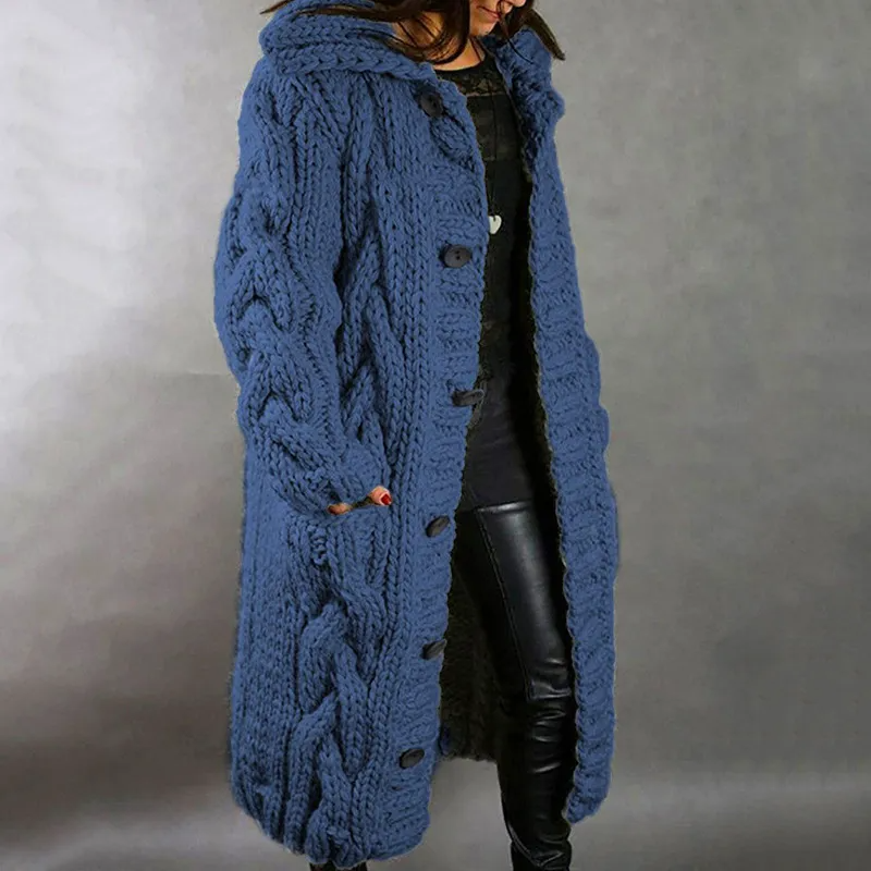 Solène™ | Long Braided Cardigan with Hood