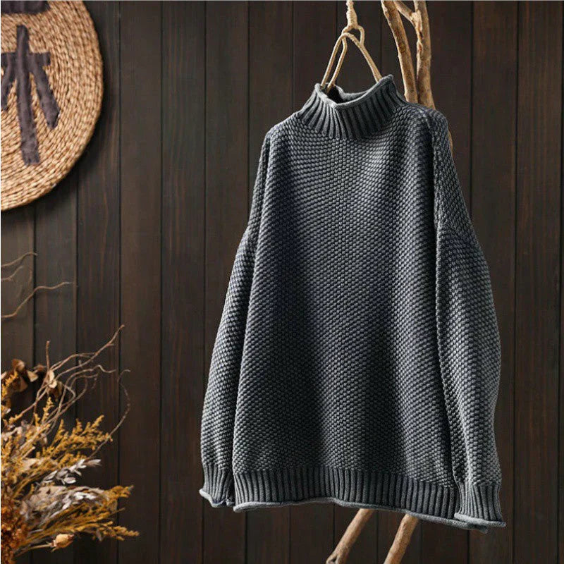 Jadya™ | Textured Wool High Collar Pullover