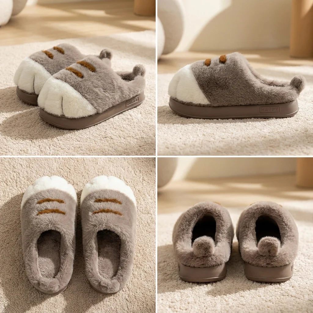 PurrPaws™ | Cat Paw Plush Slippers