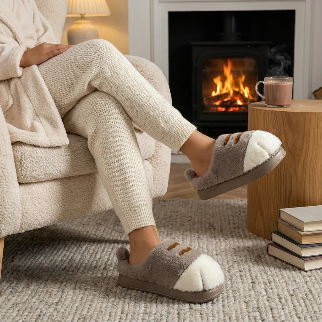 PurrPaws™ | Cat Paw Plush Slippers