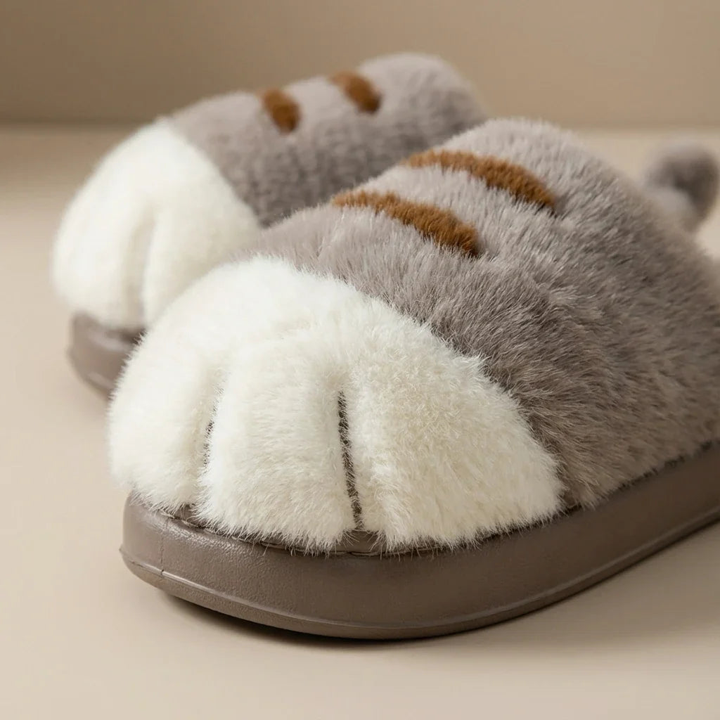 PurrPaws™ | Cat Paw Plush Slippers