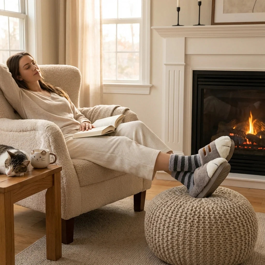 PurrPaws™ | Cat Paw Plush Slippers