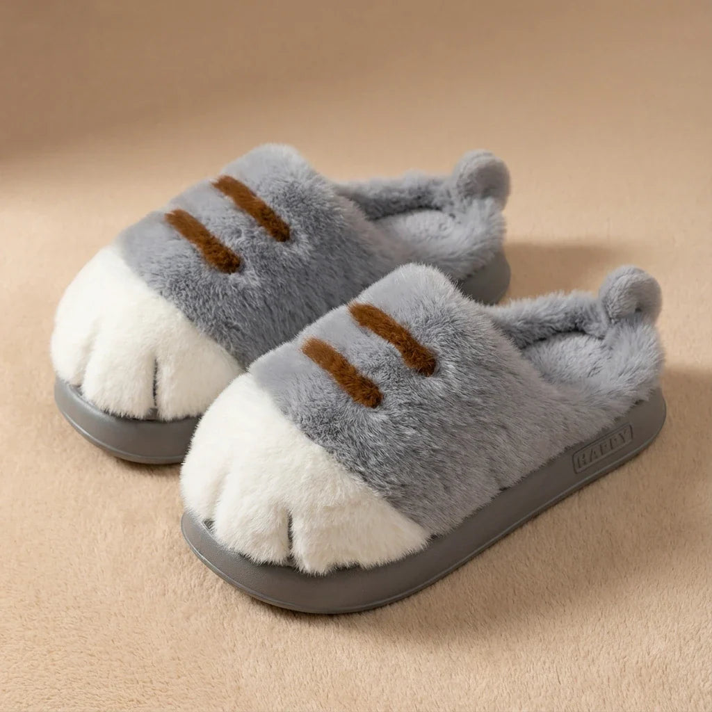 PurrPaws™ | Cat Paw Plush Slippers