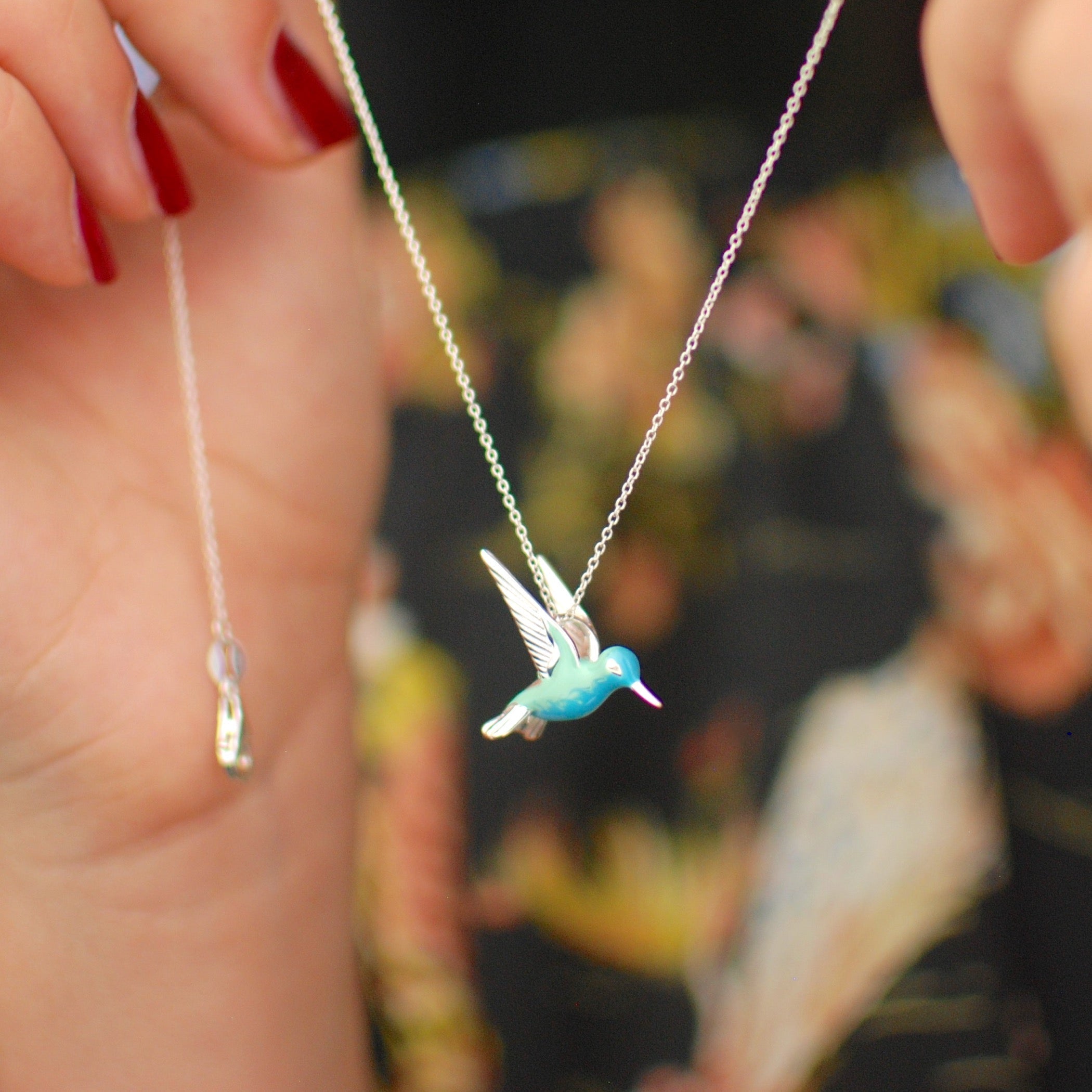 SEnamel Hummingbird Necklace