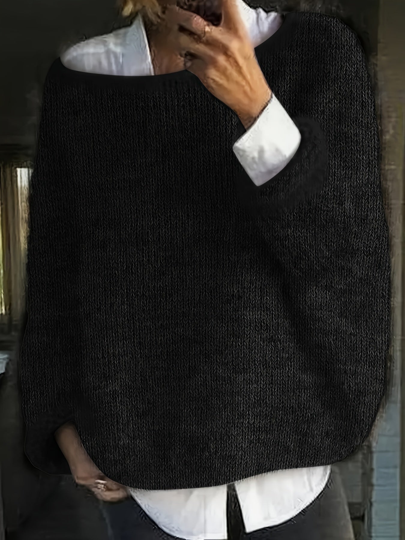 Mia™ | Fuzzy Oversized Boat-Neck Sweater