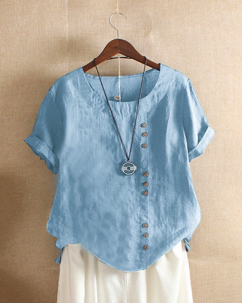 Asymmetrical Button Tunic Top