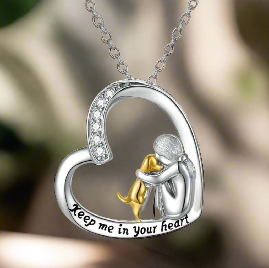 Necklace – Heart & Dog Design with Zirconia