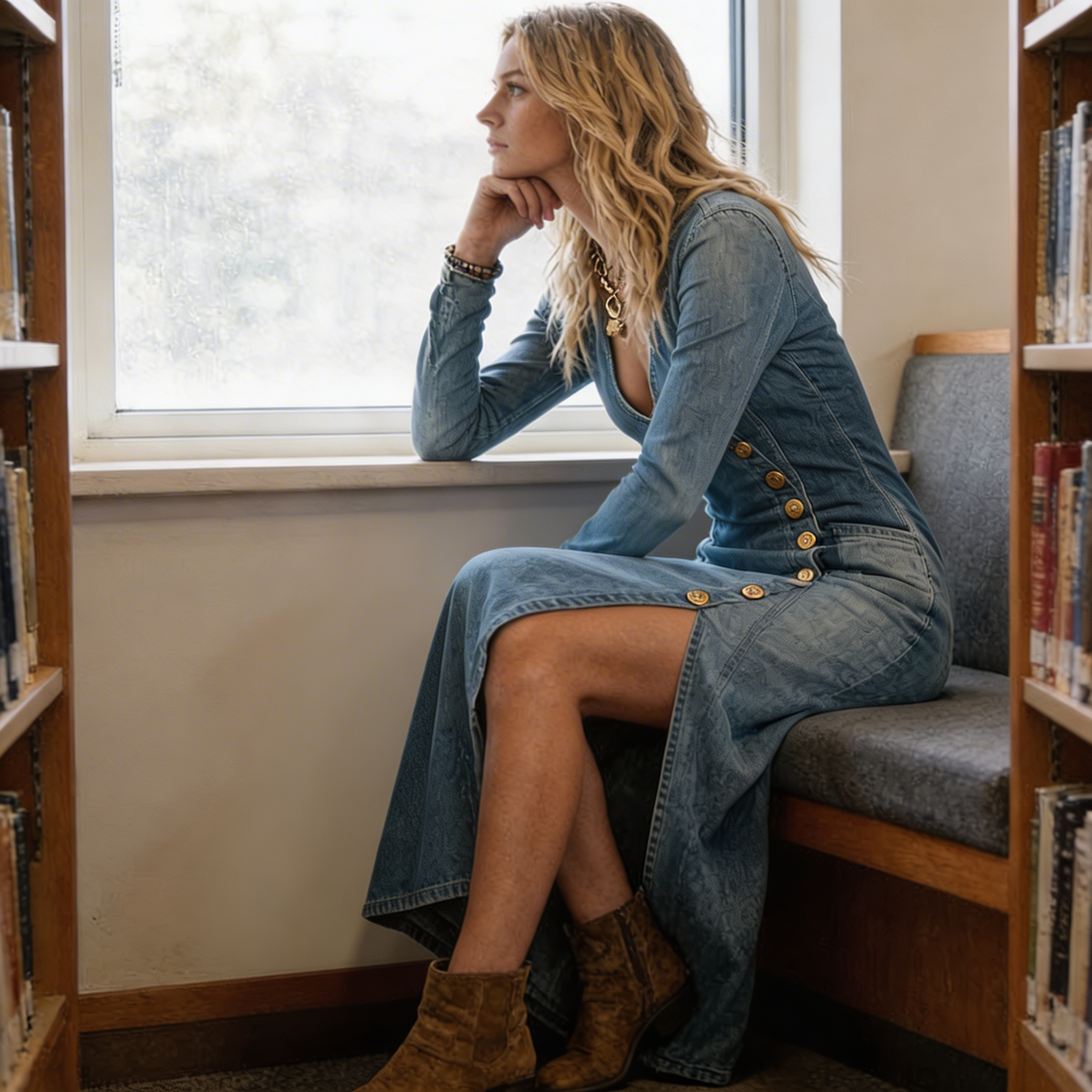 VelvetSlitβ’ | Long Sleeve V-Neck Maxi Dress