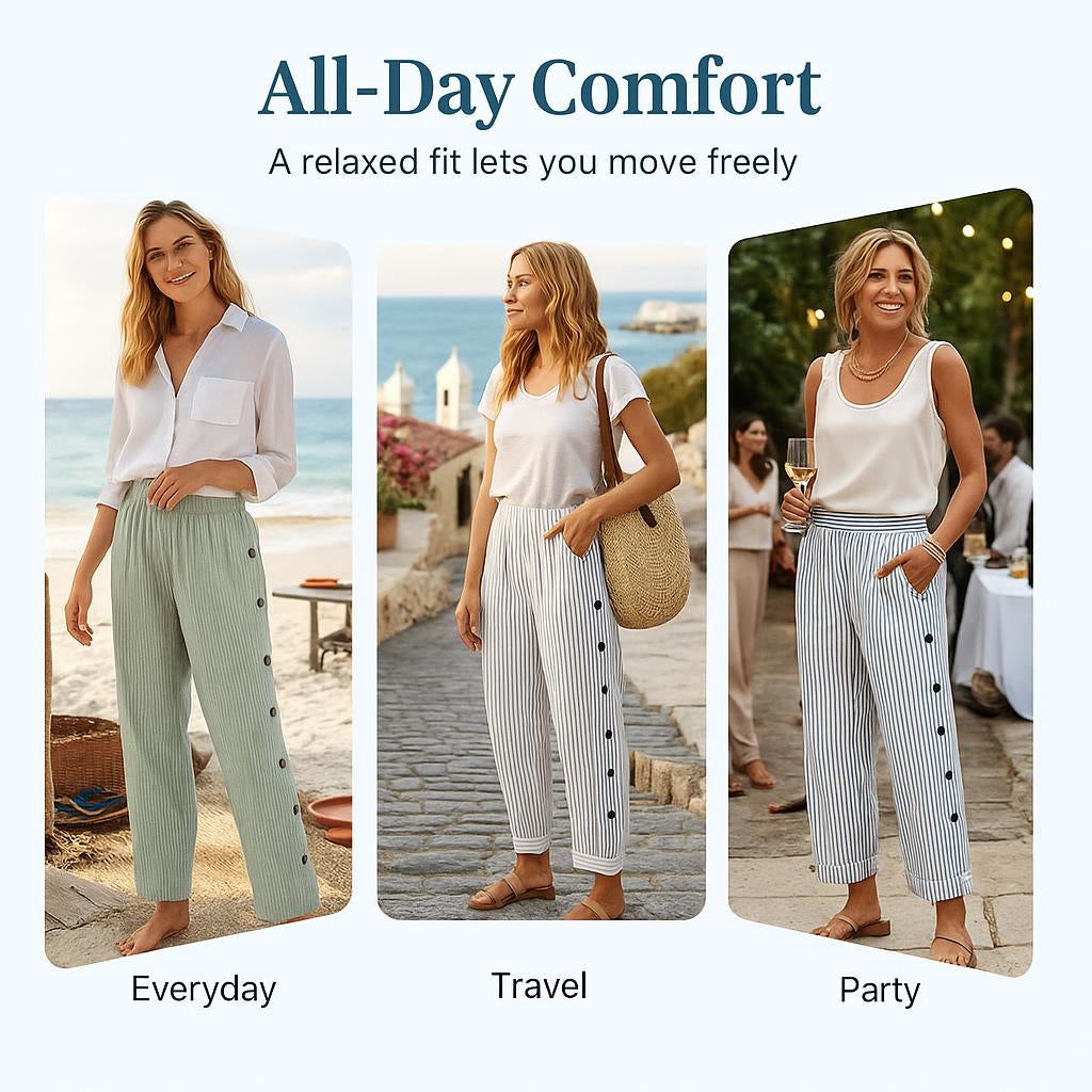 CoastalFlowβ’ | Striped Casual Trousers