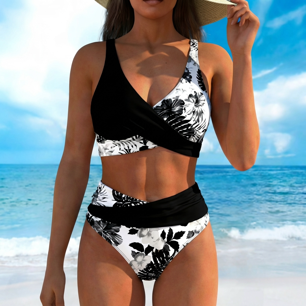 TropiCurve™ | Floral High Waist Bikini Set