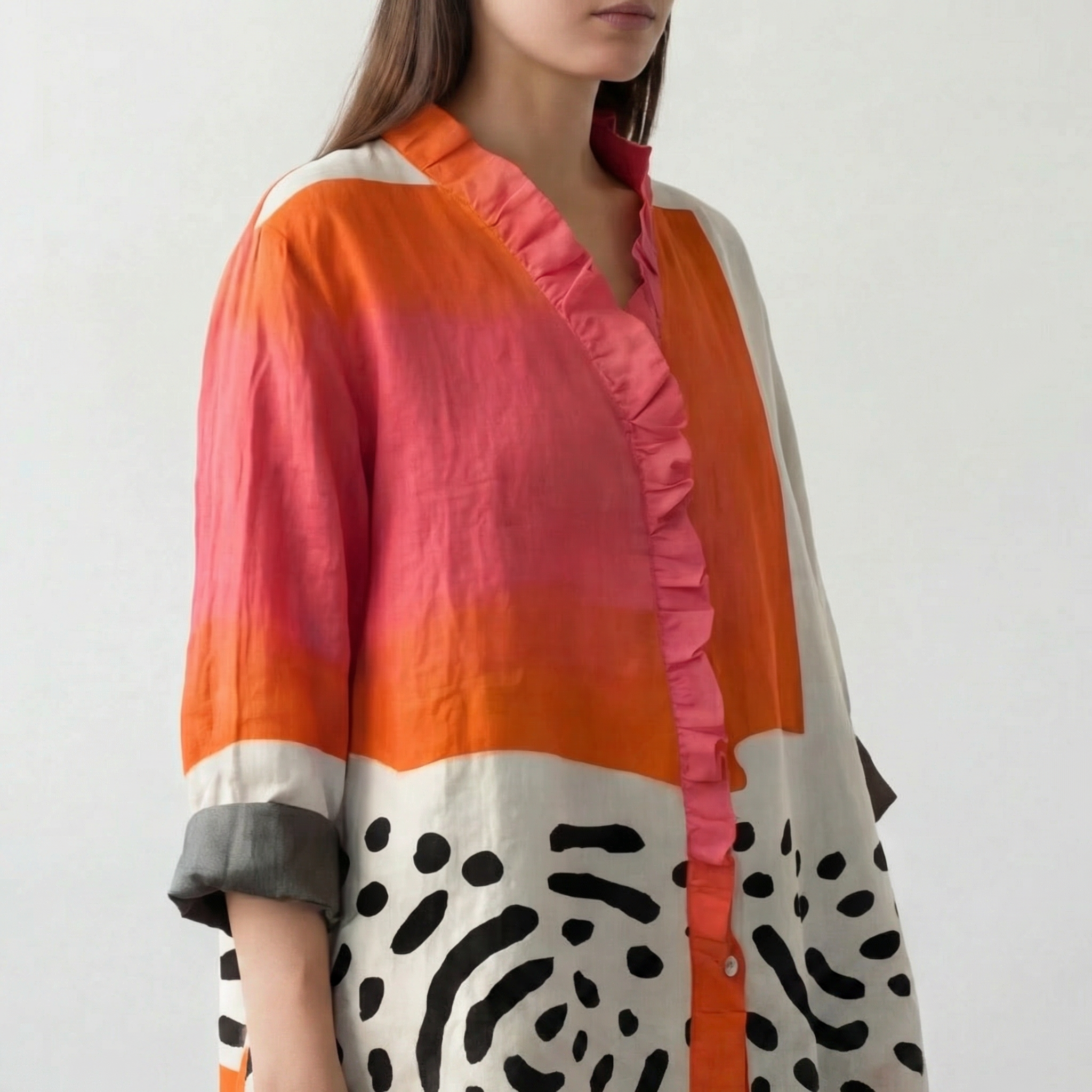 Melinda™ | Women's Artistic Print Linen Blouse