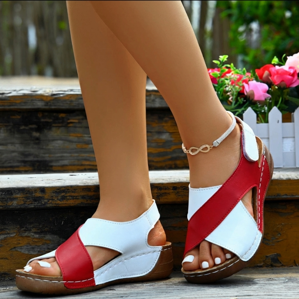 Inclivara™ | Women's Orthopedic Colorblock Wedge Sandals