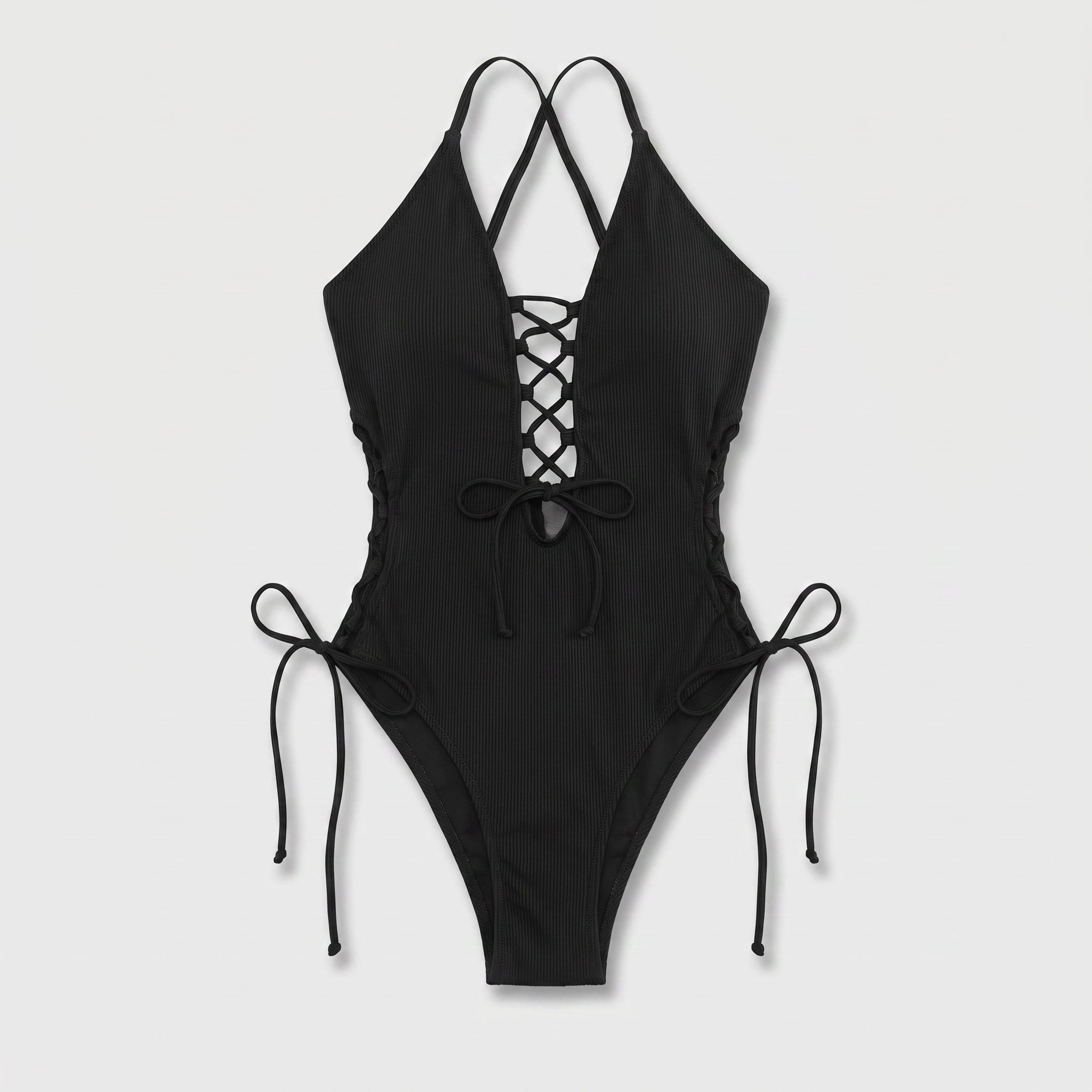 LaceRib™ | Women's Lace-Up Ribbed One-Piece Swimsuit