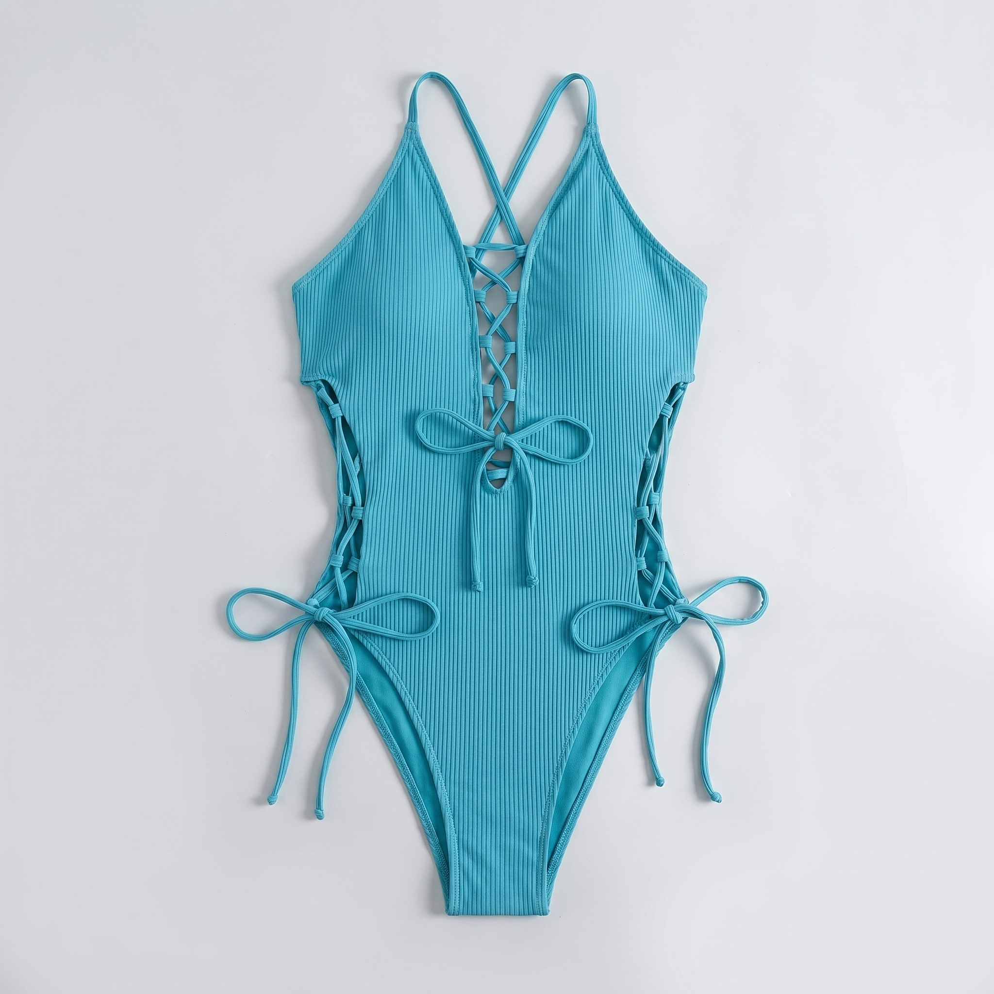 LaceRib™ | Women's Lace-Up Ribbed One-Piece Swimsuit