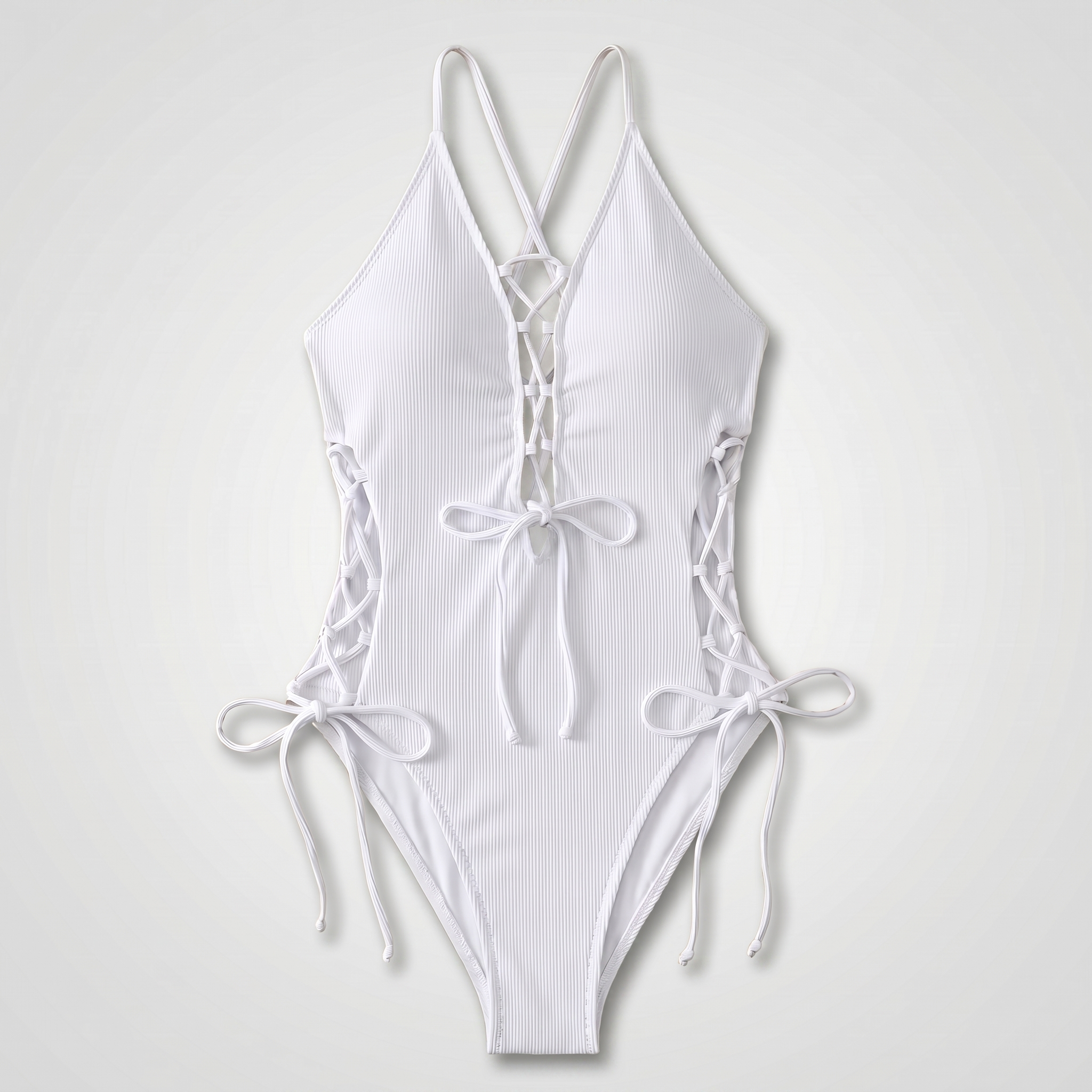 LaceRib™ | Women's Lace-Up Ribbed One-Piece Swimsuit