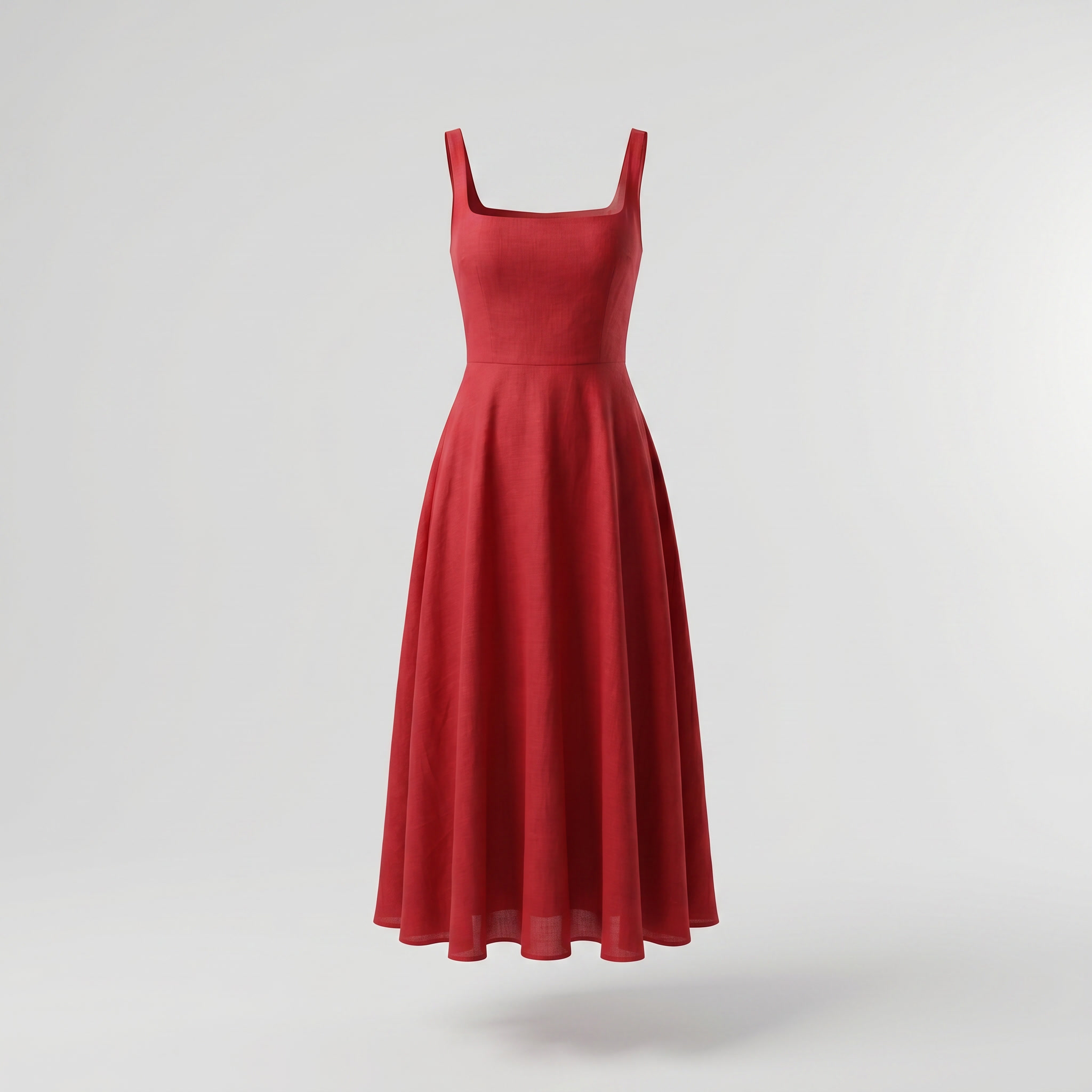 GraceFlow™ | Women's Square Neck Midi Swing Dress