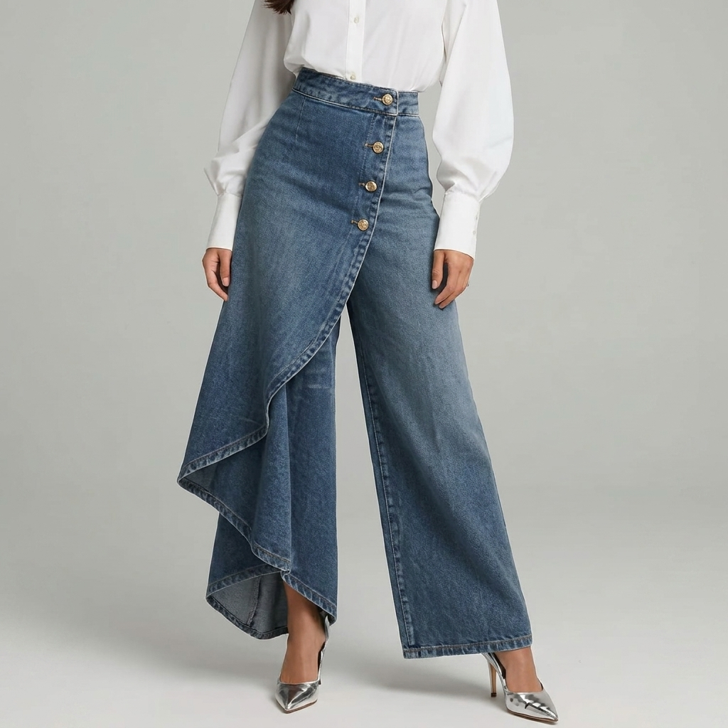 WrapDenim™ | Women's High Waist Wide-Leg Wrap Jeans