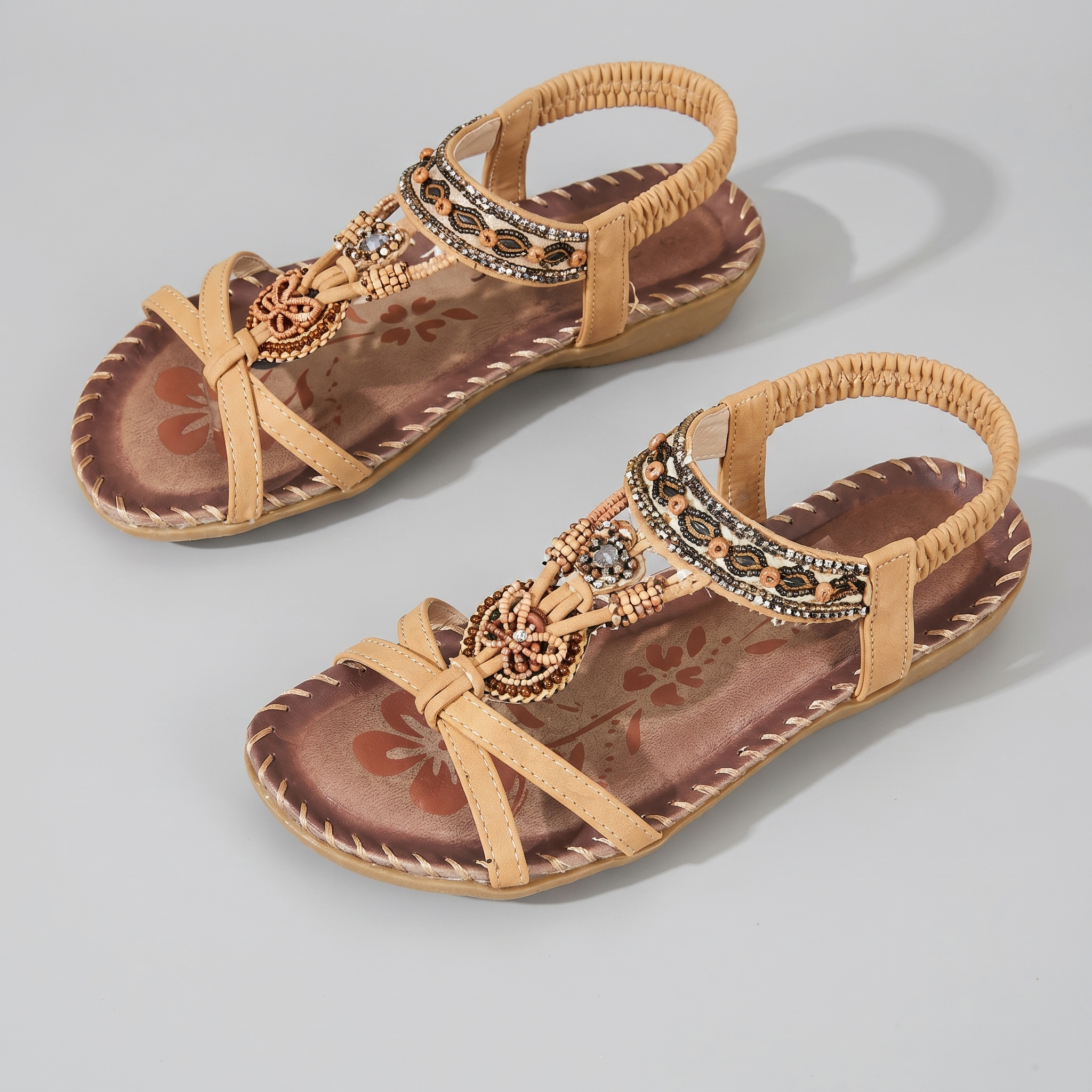 TribeFoot™ | Women's Boho Beaded Orthopedic Flat Sandals