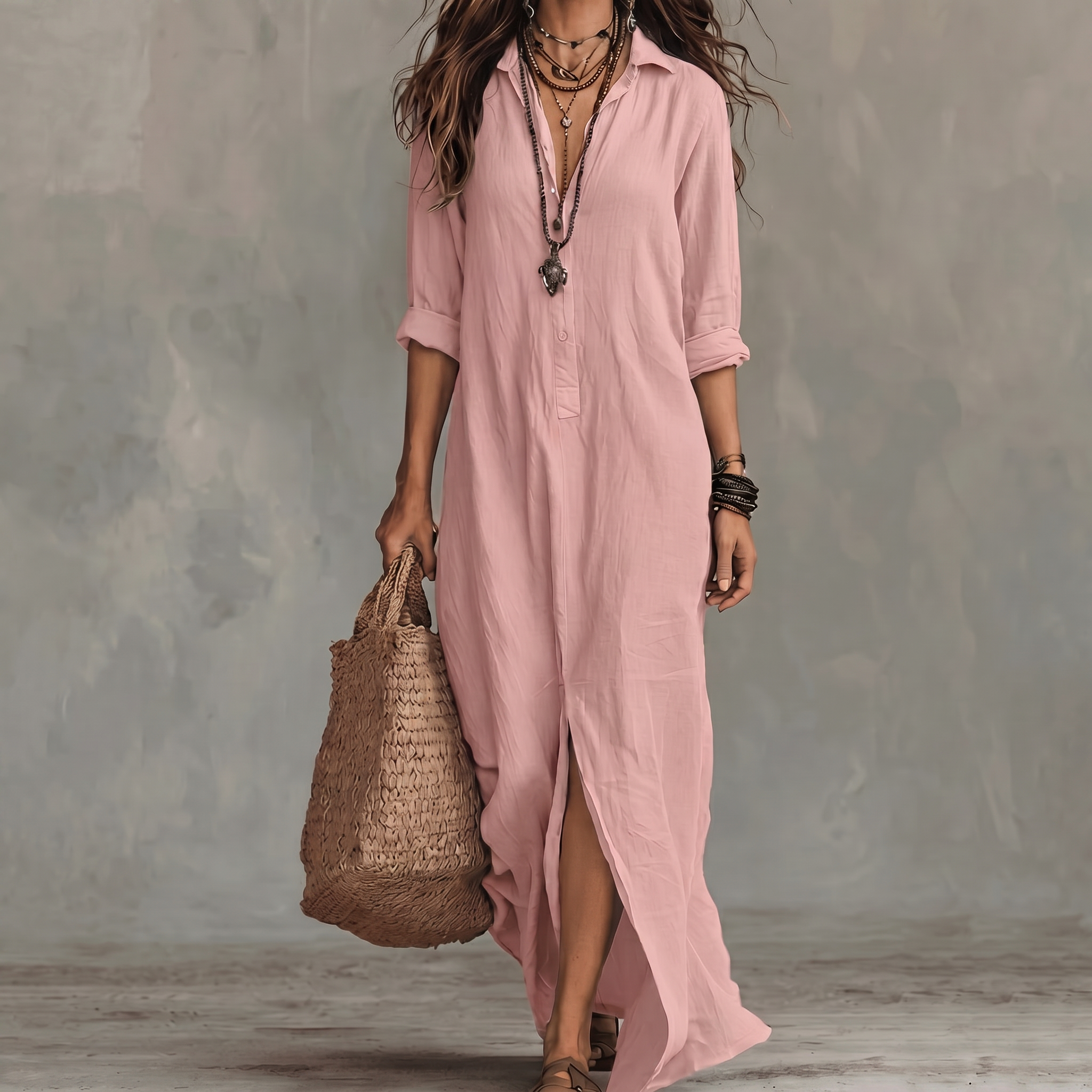WillowShift™ | Women's Button-Down Maxi Shirt Dress