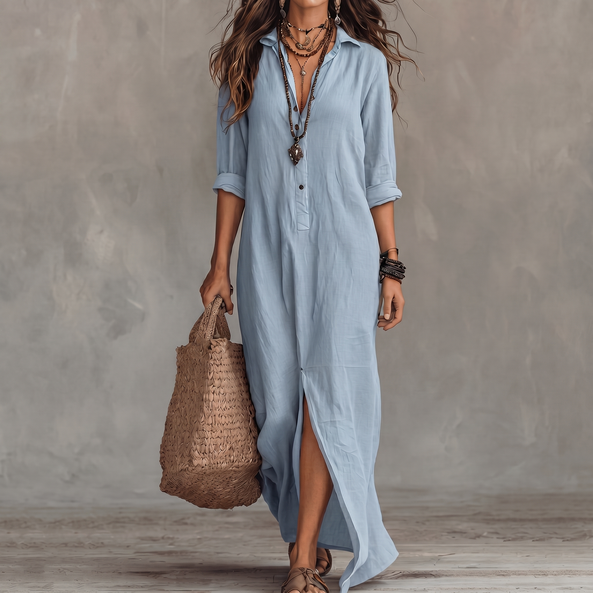 WillowShift™ | Women's Button-Down Maxi Shirt Dress