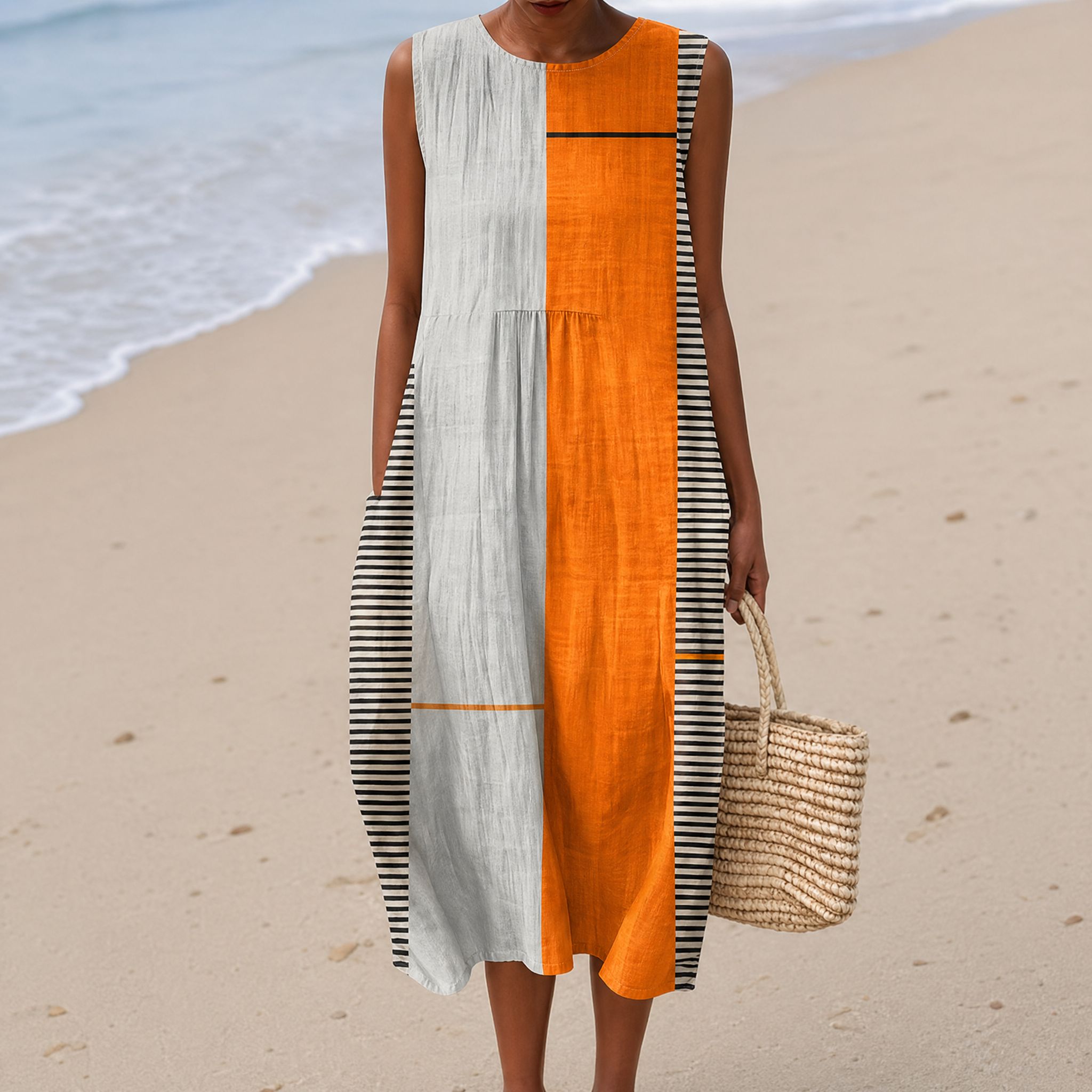 Boho Geometric Print Sleeveless Dress