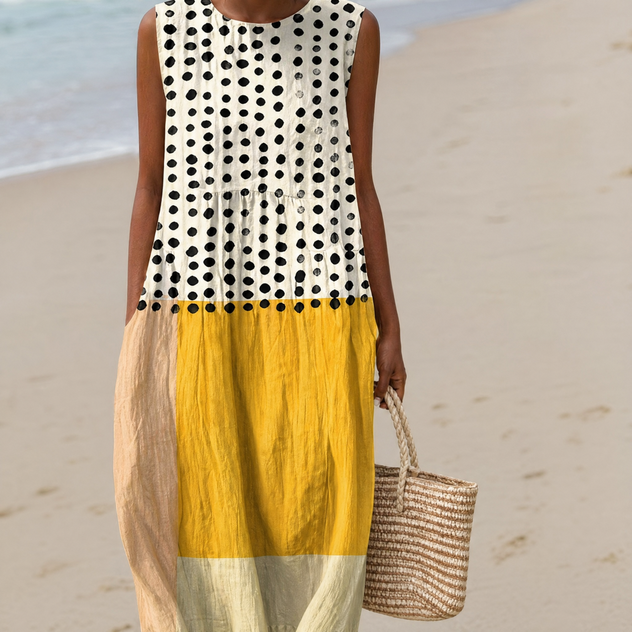Boho Geometric Print Sleeveless Dress