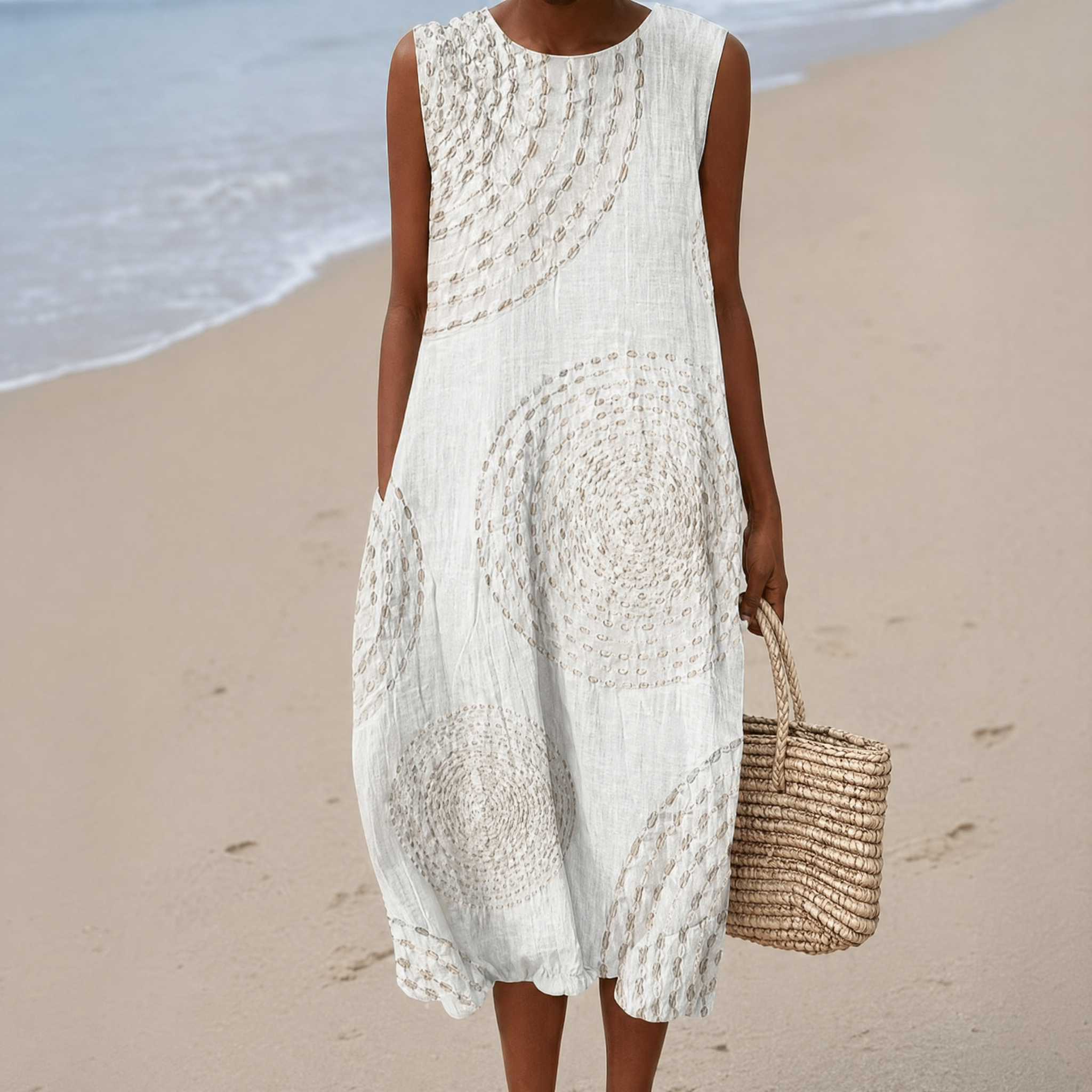 Boho Geometric Print Sleeveless Dress