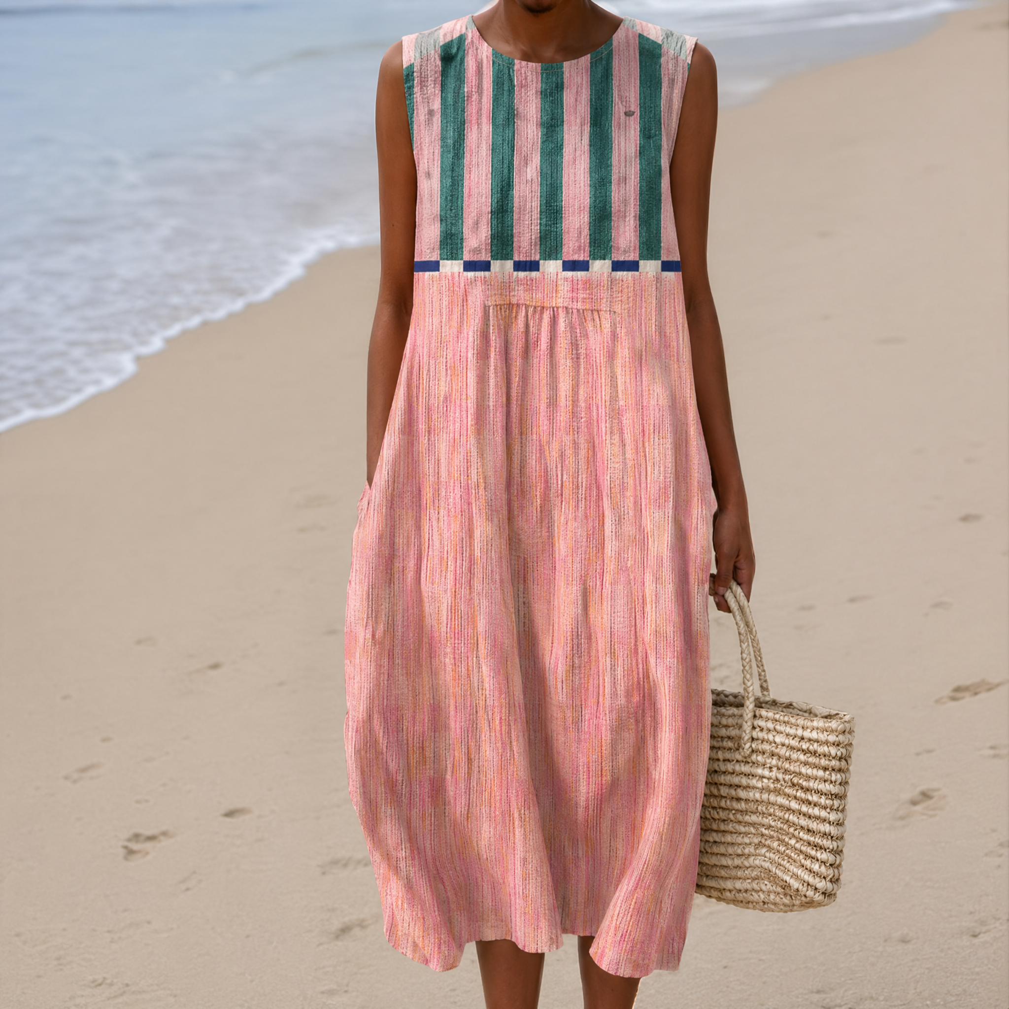Boho Geometric Print Sleeveless Dress