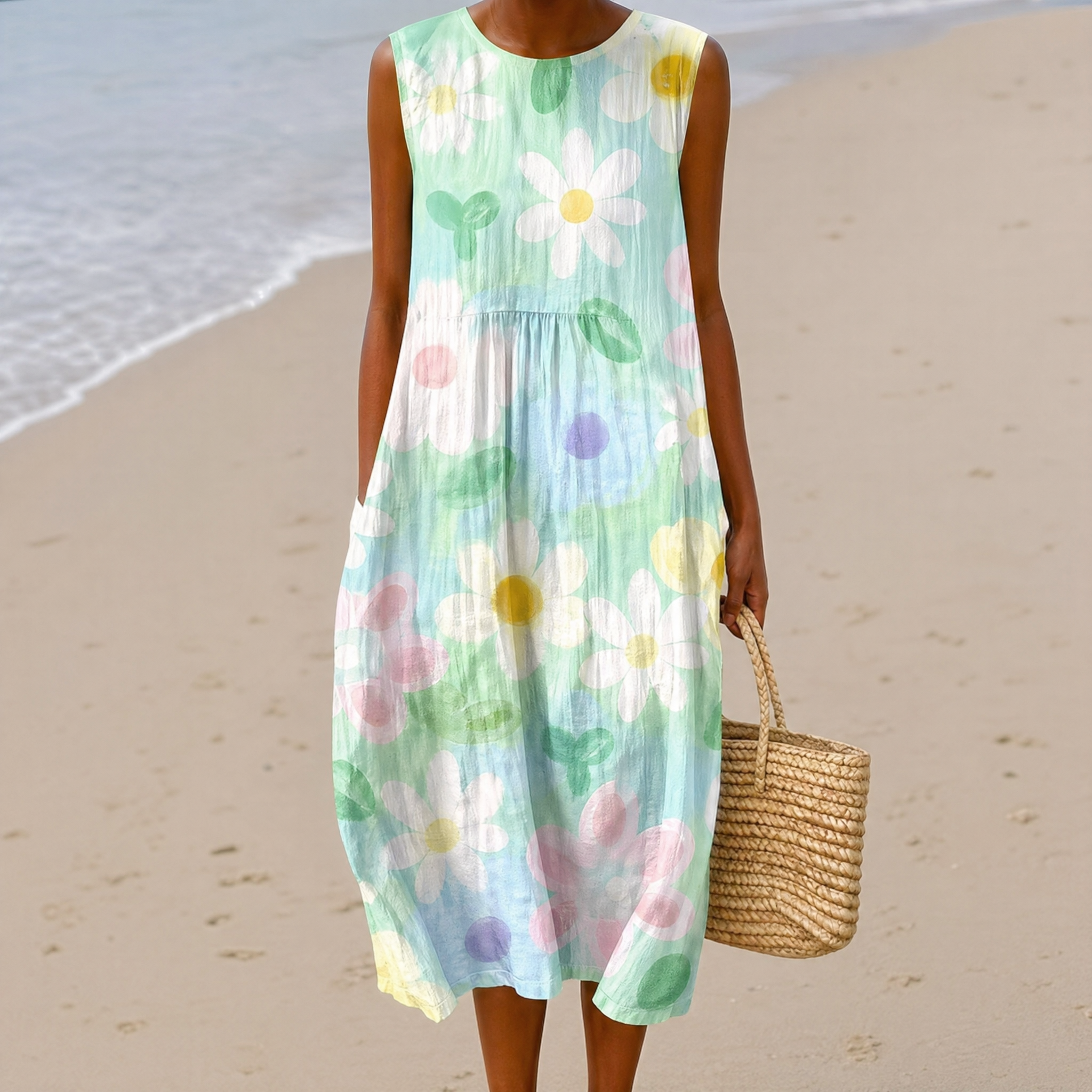 Boho Geometric Print Sleeveless Dress