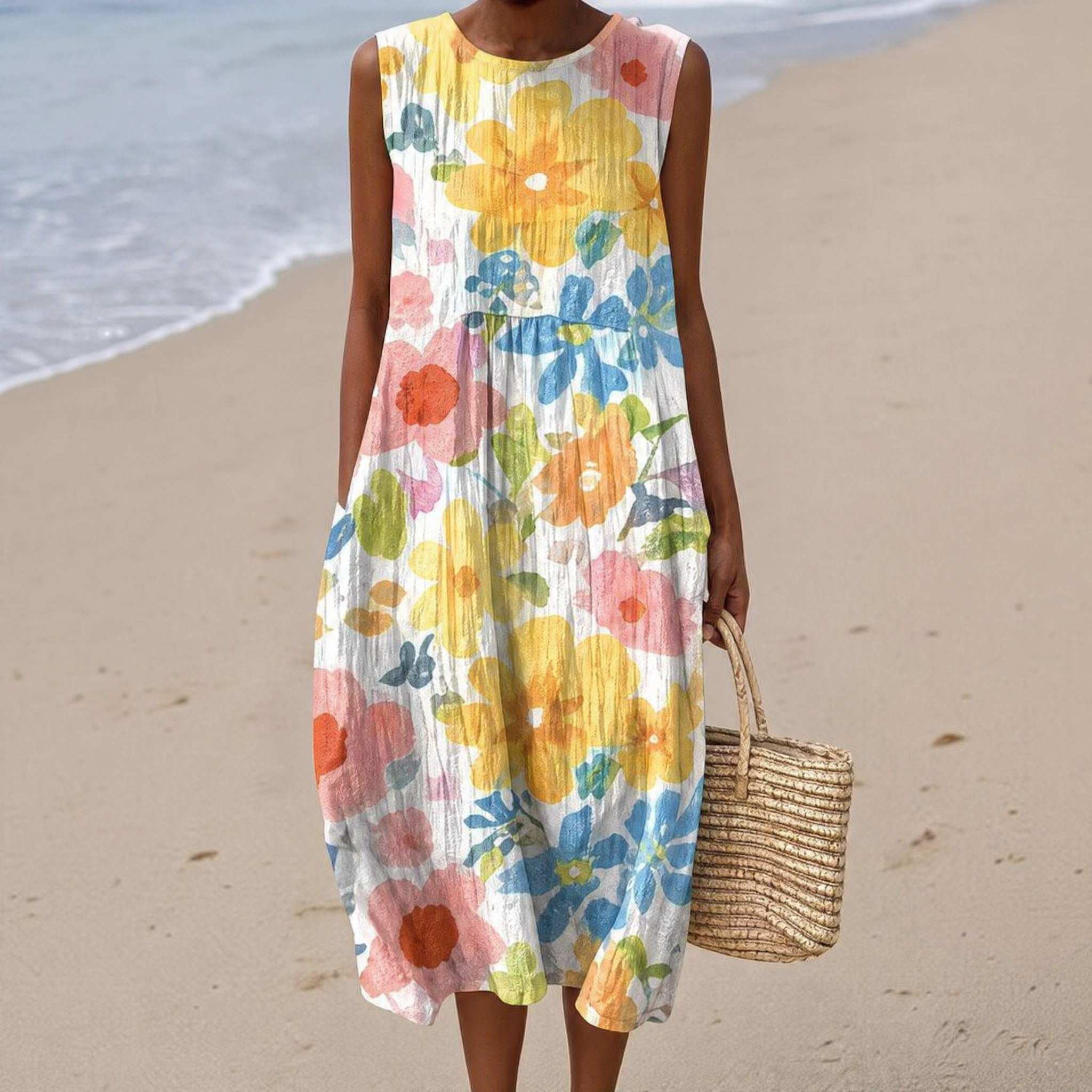 Boho Geometric Print Sleeveless Dress