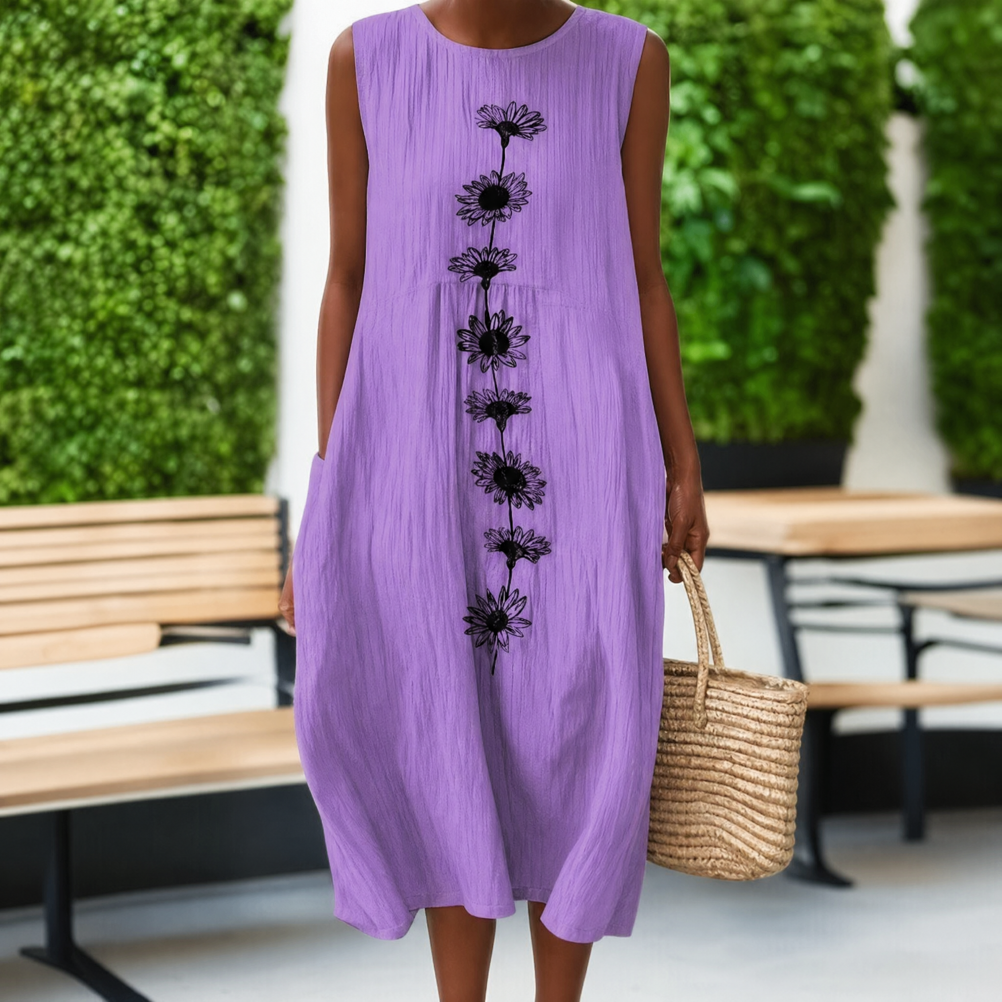 Boho Geometric Print Sleeveless Dress