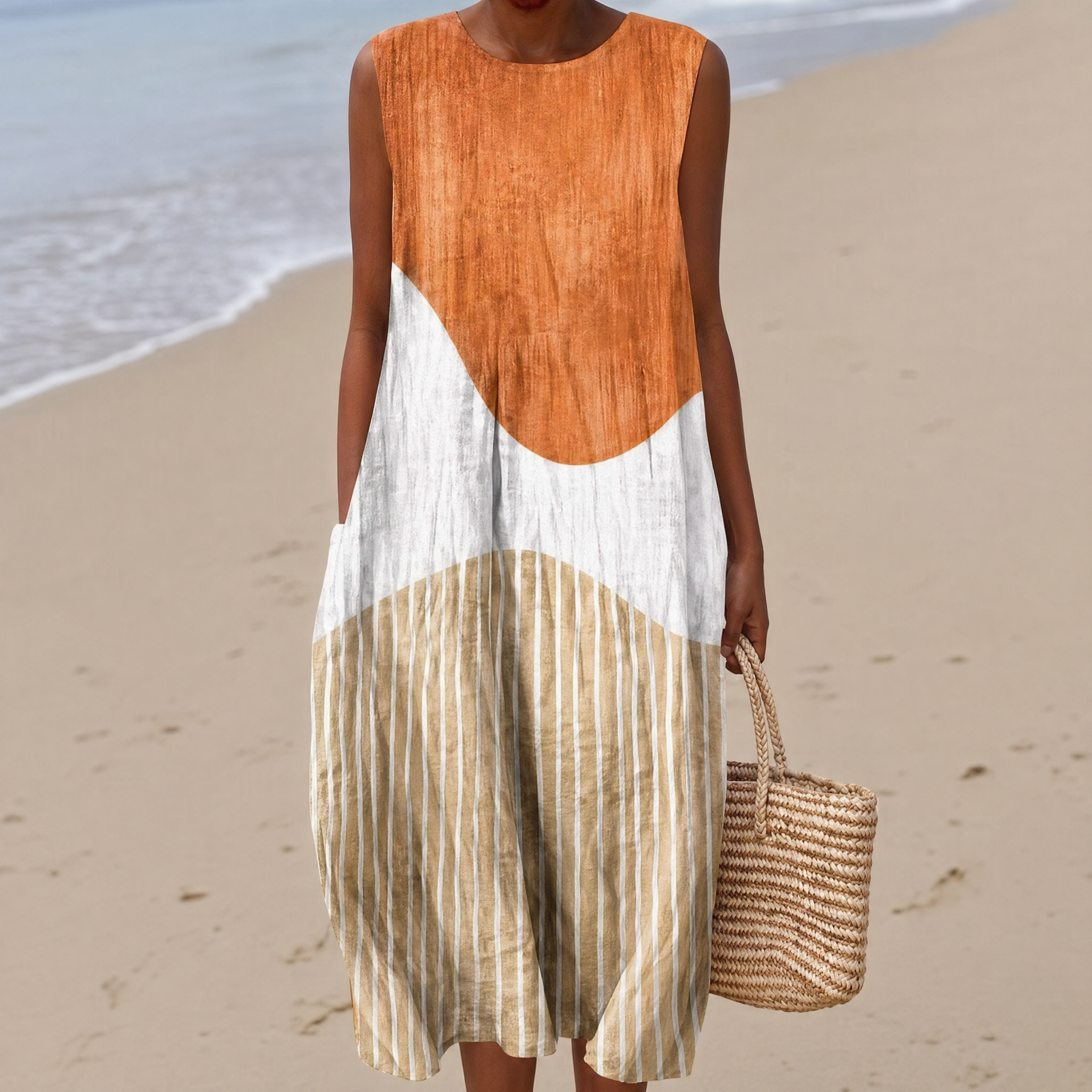 Boho Geometric Print Sleeveless Dress