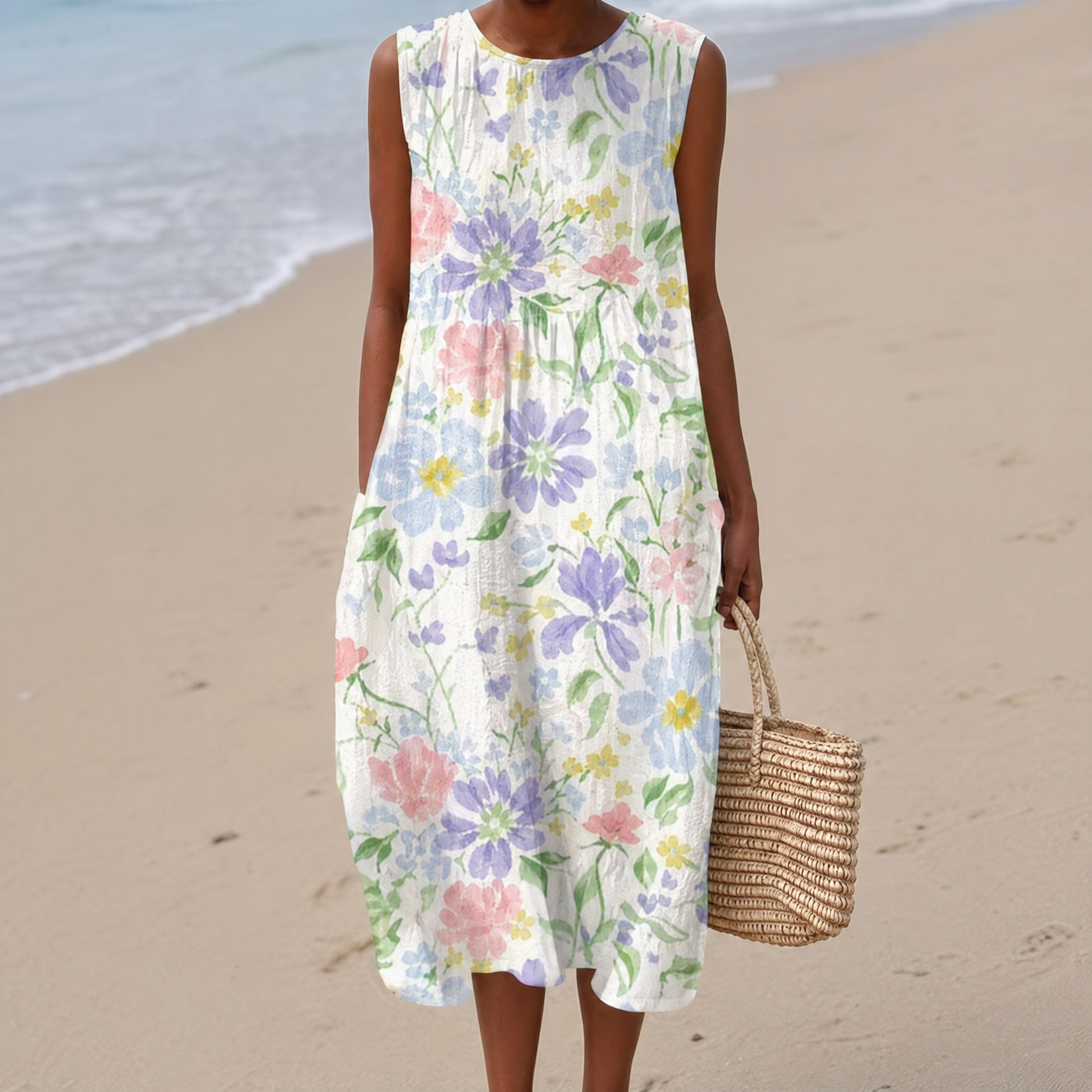 Boho Geometric Print Sleeveless Dress