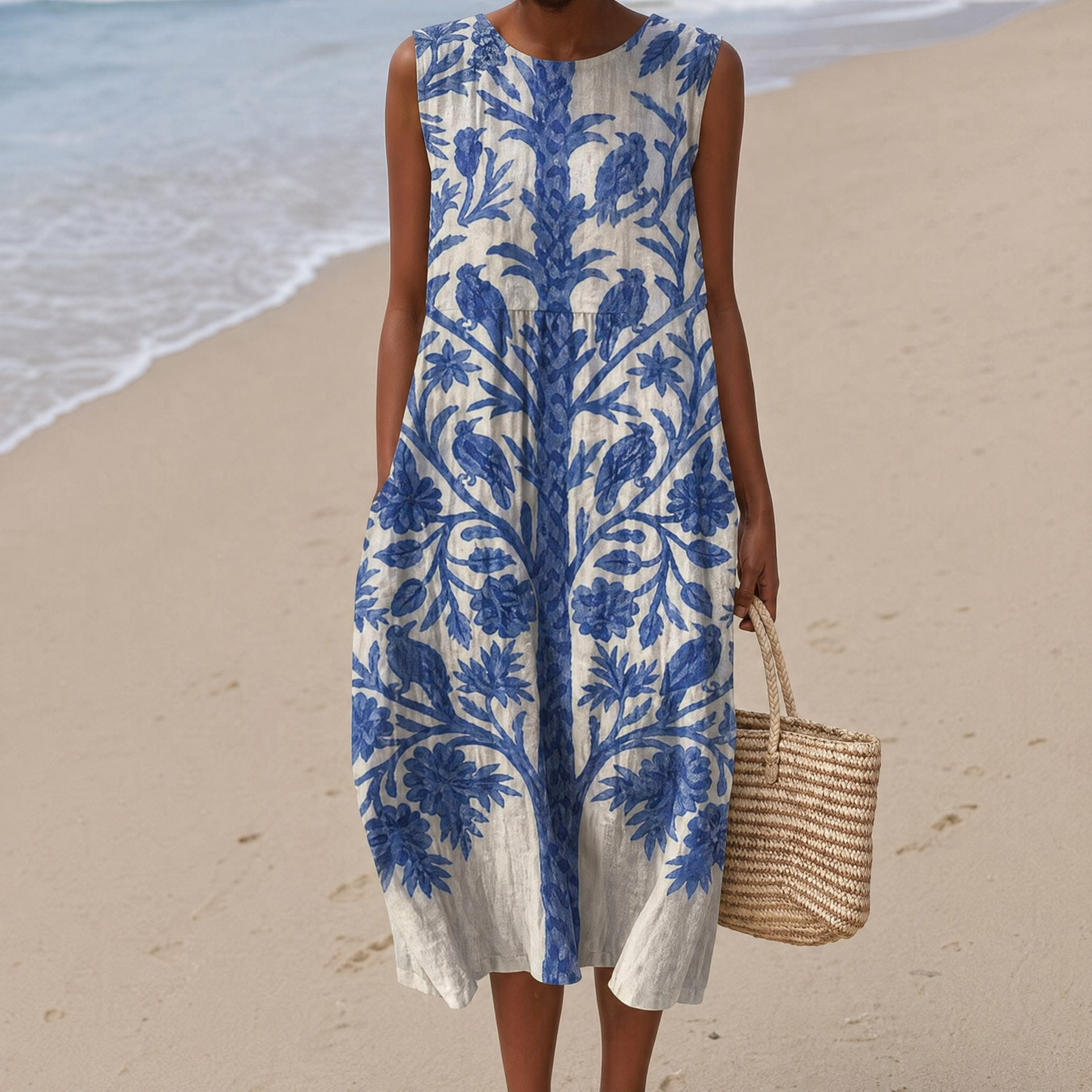 Boho Geometric Print Sleeveless Dress