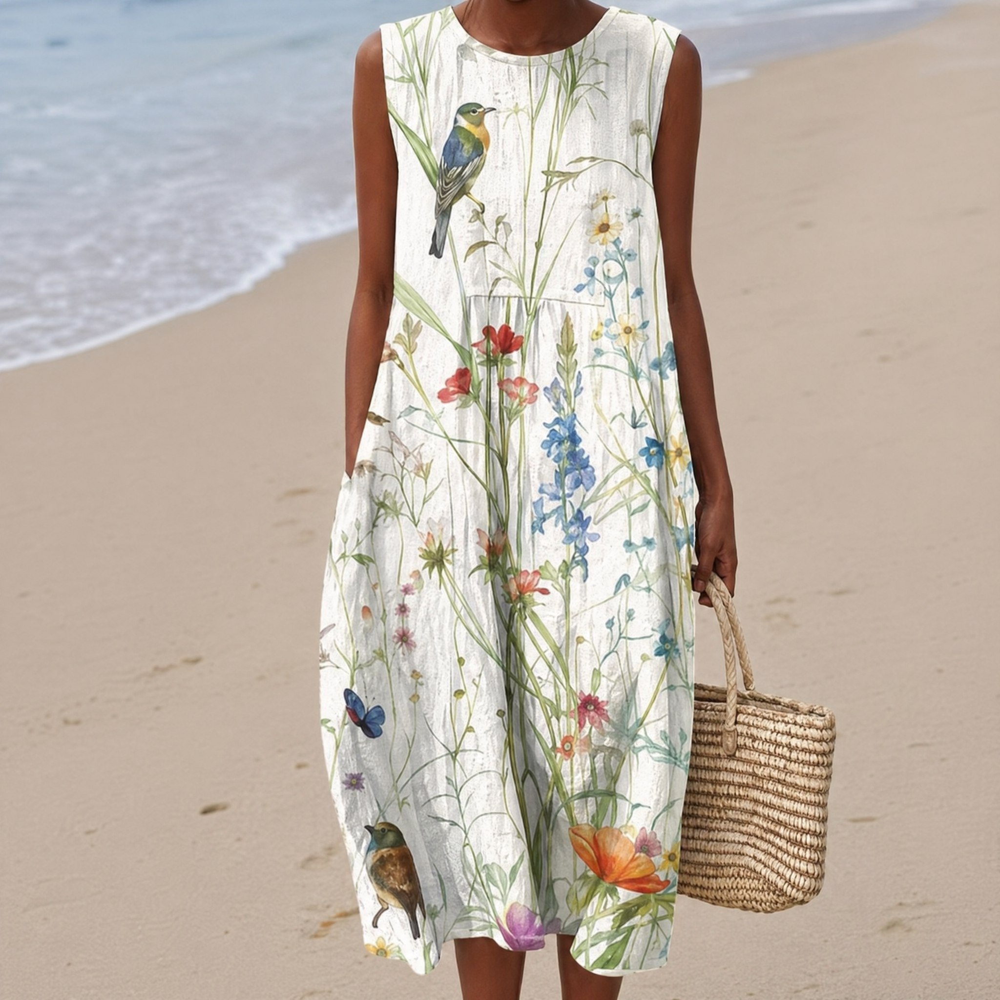 Boho Geometric Print Sleeveless Dress