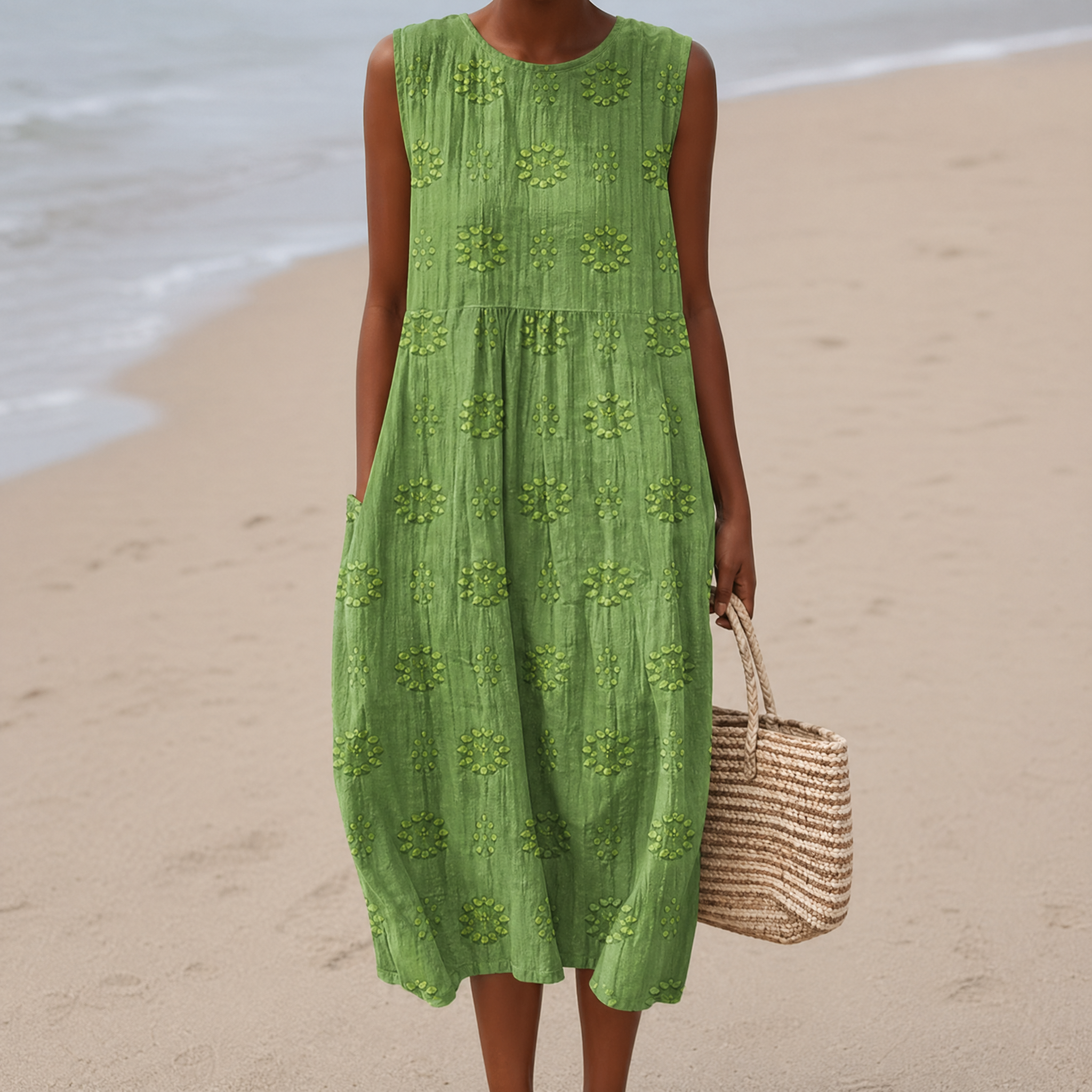 Boho Geometric Print Sleeveless Dress