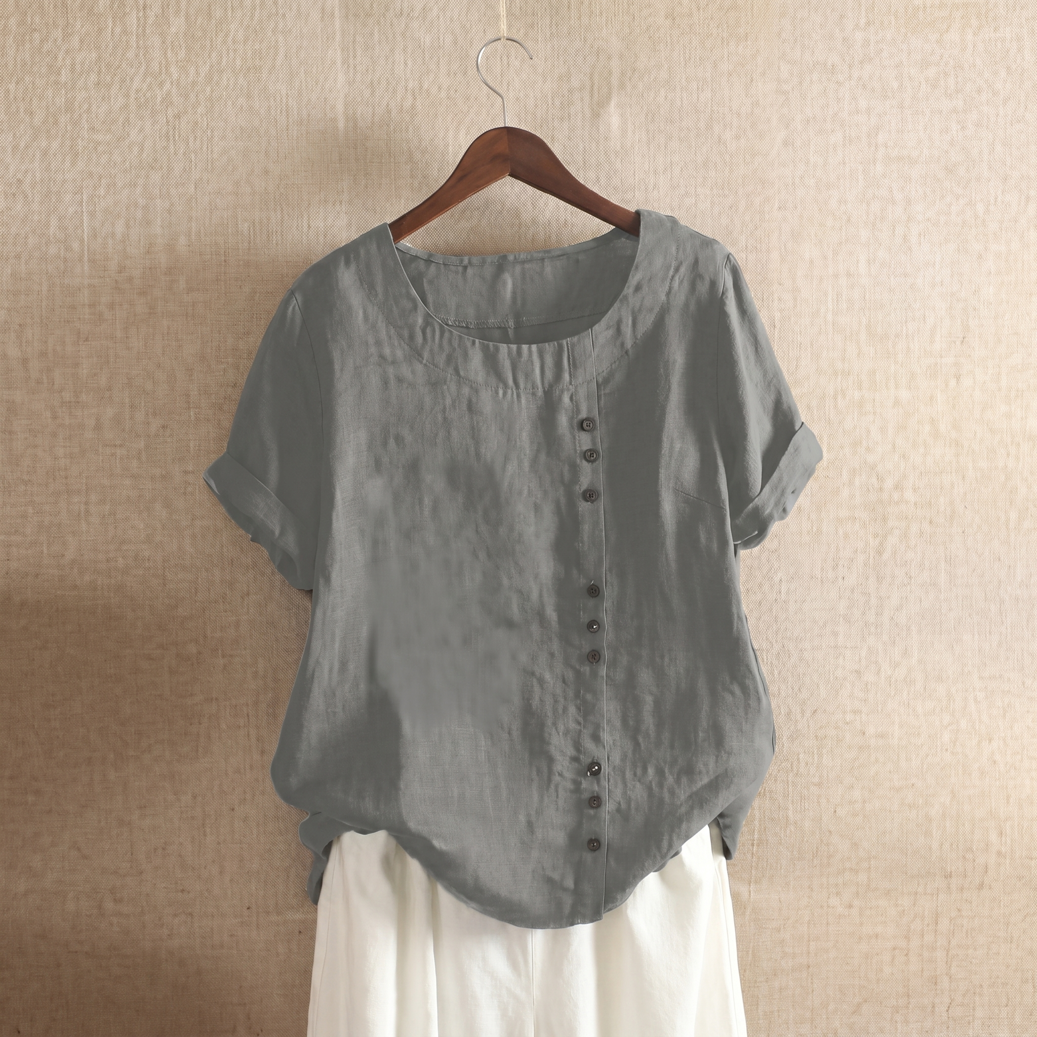 Asymmetrical Button Tunic Top