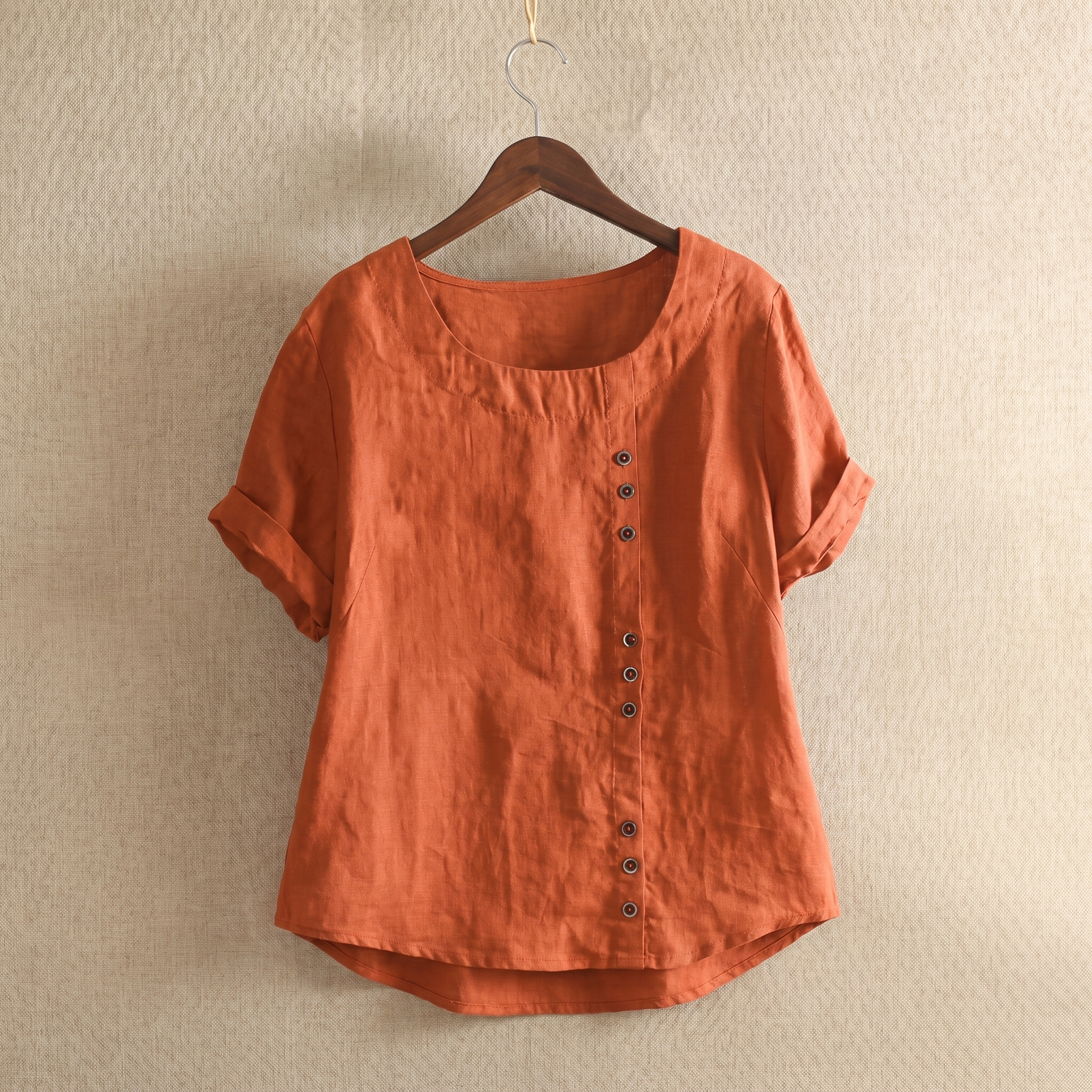 Asymmetrical Button Tunic Top