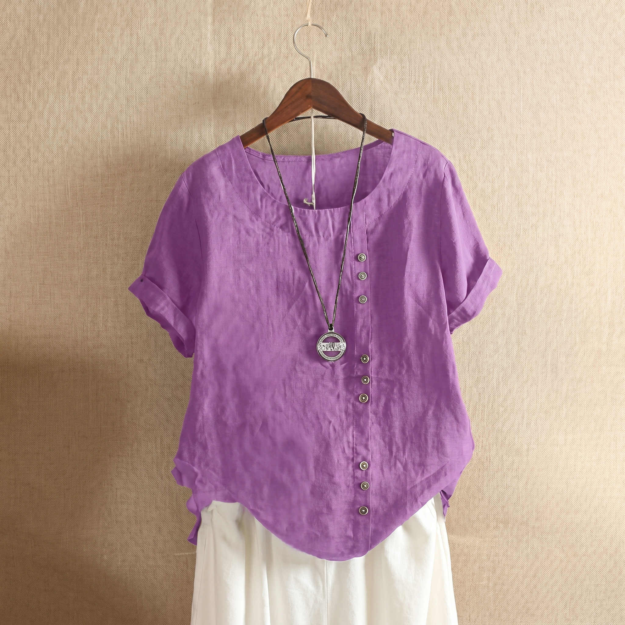 Asymmetrical Button Tunic Top